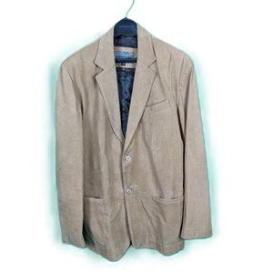 Johnston & Murphy Mens Lambskin Leather Blazer Jacket Tan Large